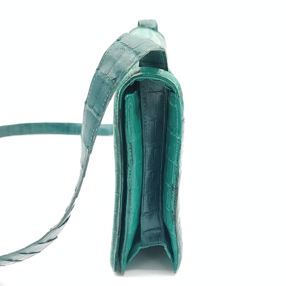Nancy Gonzalez Green Crocodile Flap Crossbody Luxury Shoulder Bag Purse - Picture 7 of 15